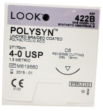 Suture Polysyn Pga Undyed C-6 4-0 27
