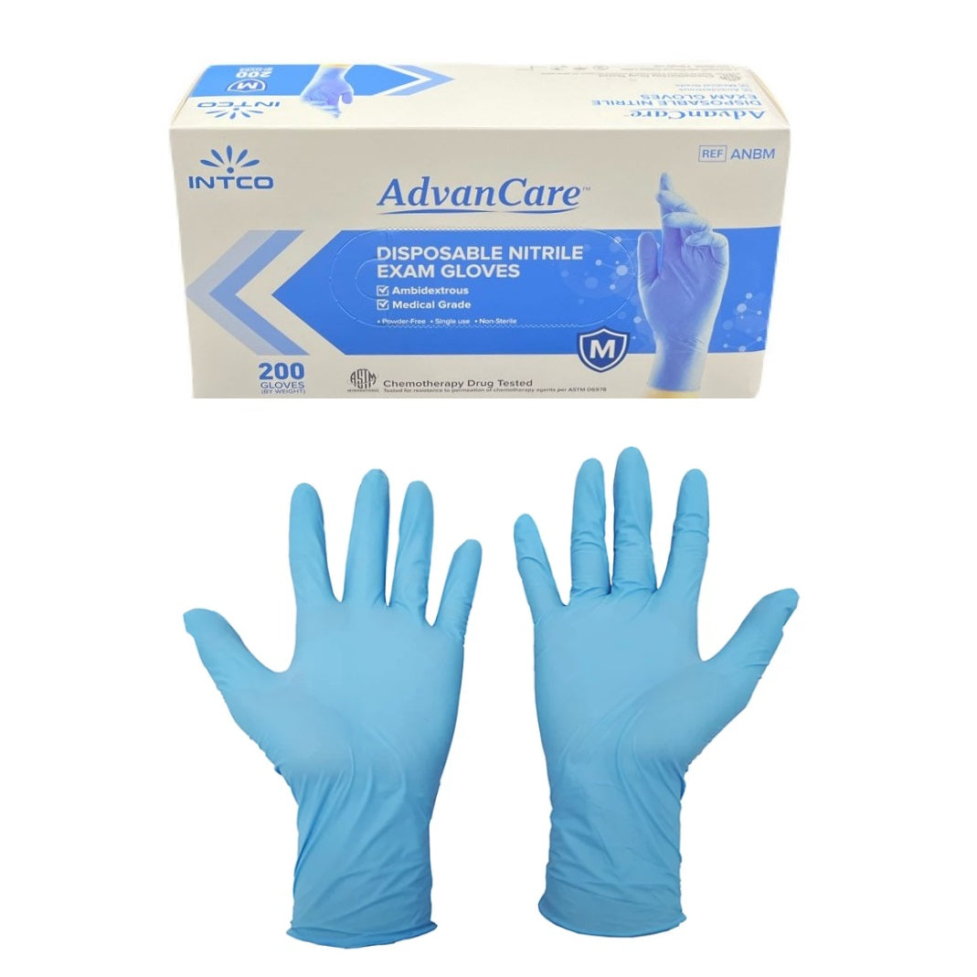Intco AdvanCare Nitrile Exam Gloves Medium 200/Bx (33930)